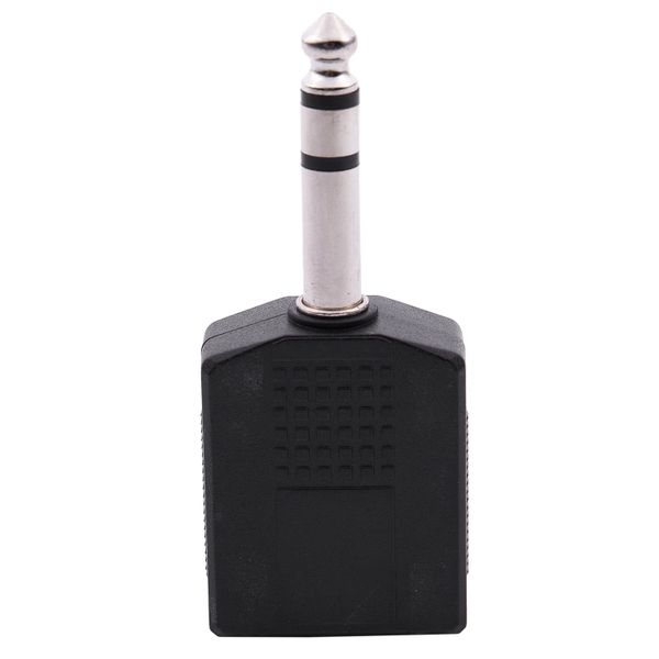 Mono 6.35mm Male Plug to Dual 6.35mm Female Socket Splitter Adapter