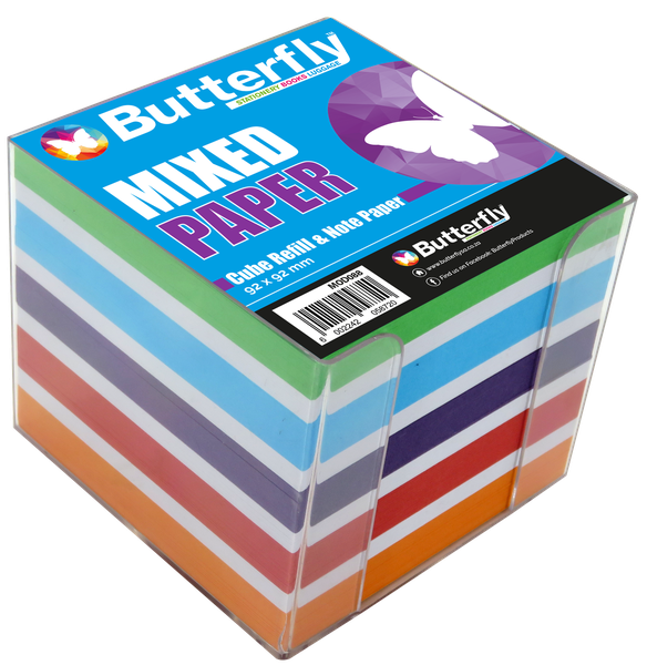 Butterfly Memo Cube Holder With Bright + White Paper 80Gsm