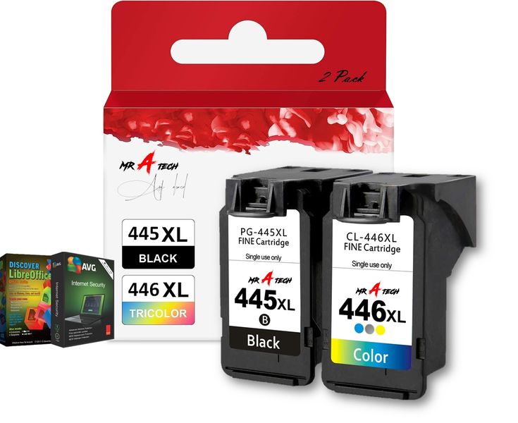 MR A TECH High Yield Replacement Ink Compatible with Canon PG-445XL/445XL/PG446/PG446