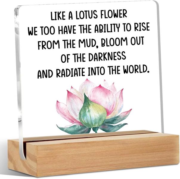 Lotus Acrylic Sign, Inspirational Home Office Gift