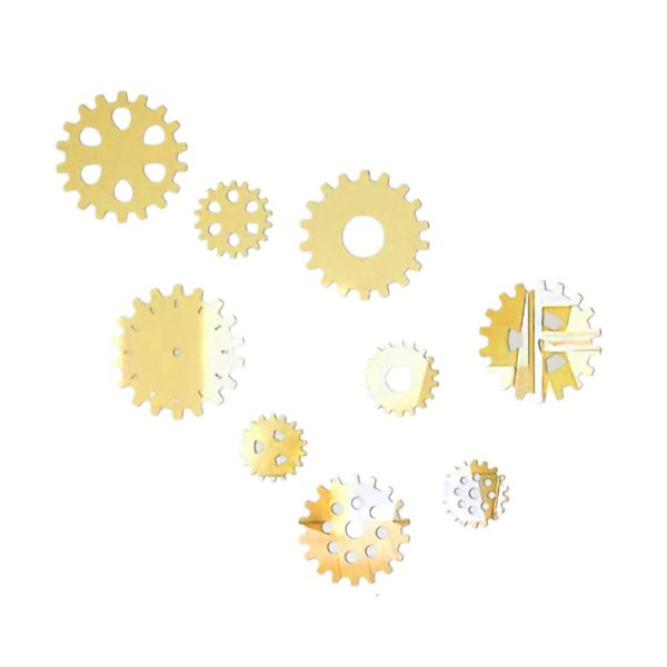 Acrylic Mirror Mechanical Gear Home Wall Décor Stickers- Set Of 9 Piece