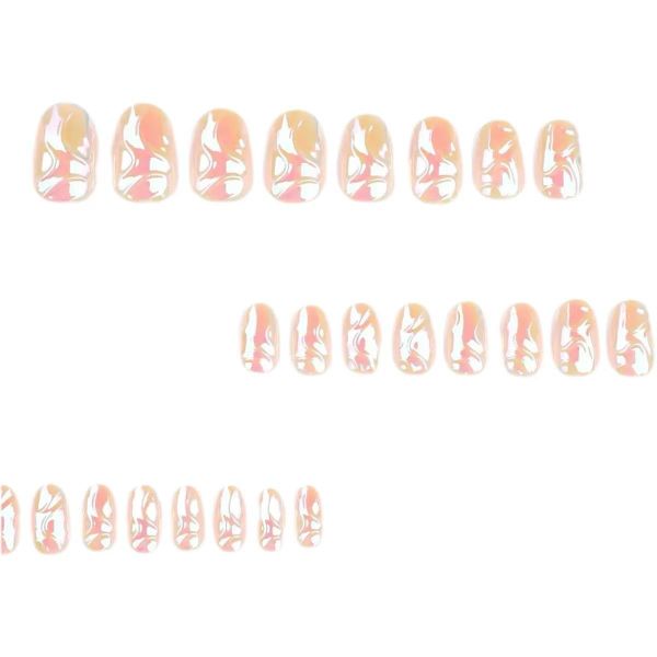 Simple 3D Manicure Short Wearable False Nails