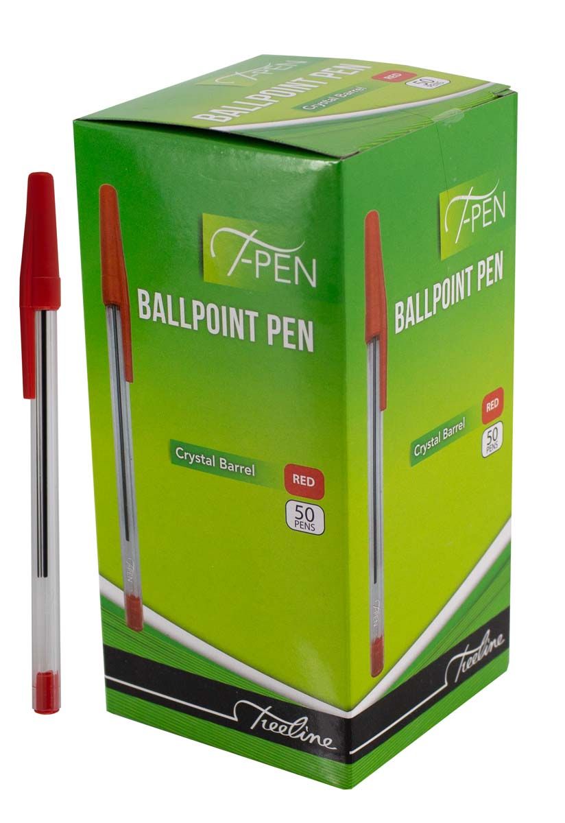 Treeline Ballpoint Pens Crystal Barrel Red TPen Box of 50 Shop