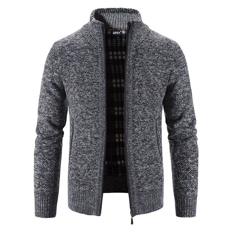 APEY Knitted Jersey For Men Zip Up Cardigan Sweater Winter Jacket For ...