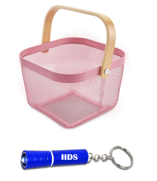 Multipurpose Steel Mesh Basket with Bamboo Carry Handle and HDS Torch