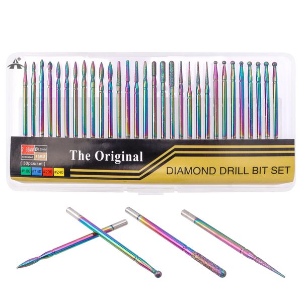 Alanes 2.35cm Shank Nail Drill Bit Set for Acrylic Gel Polish - 30 Pieces