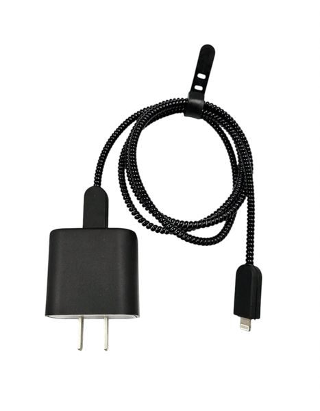 5pcs Black TPU Shockproof Charger Protective Case With Data Cable Winder