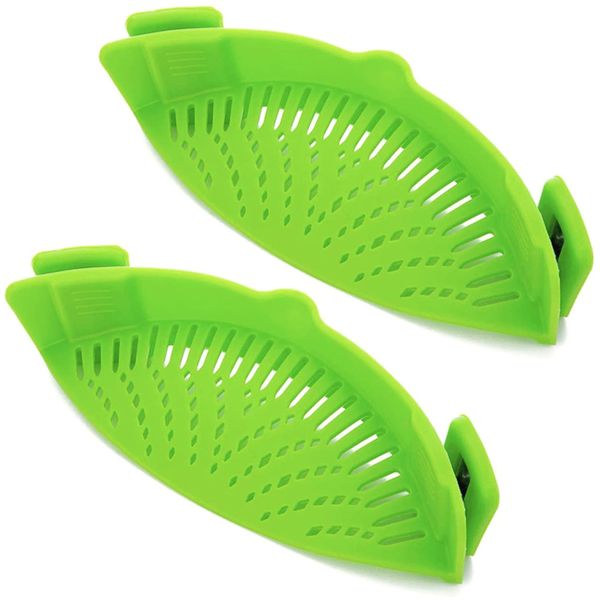 2 Pcs Clip-on Strainer Silicone Colander Pot Drainer