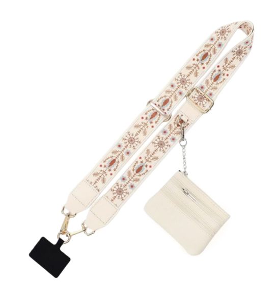 Cell Phone Lanyard Crossbody,Adjustable Crossbody Stra With Wallet, White