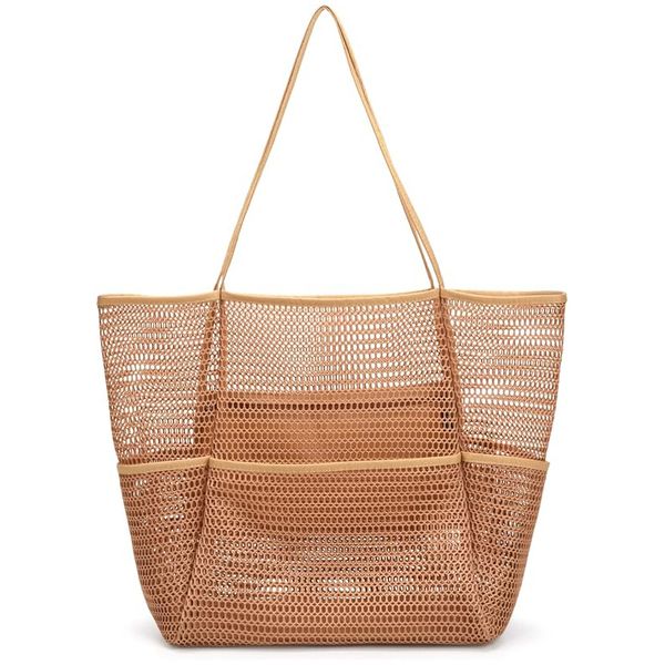 Mesh Tote Bag Beach Vacation Clothes Women Pool Sandproof Bag for Travel