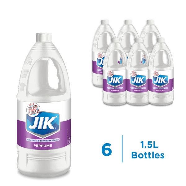 JIK 6 x 1.5l, Liquid Thin Bleach, Laundry Stain remover, Perfumed