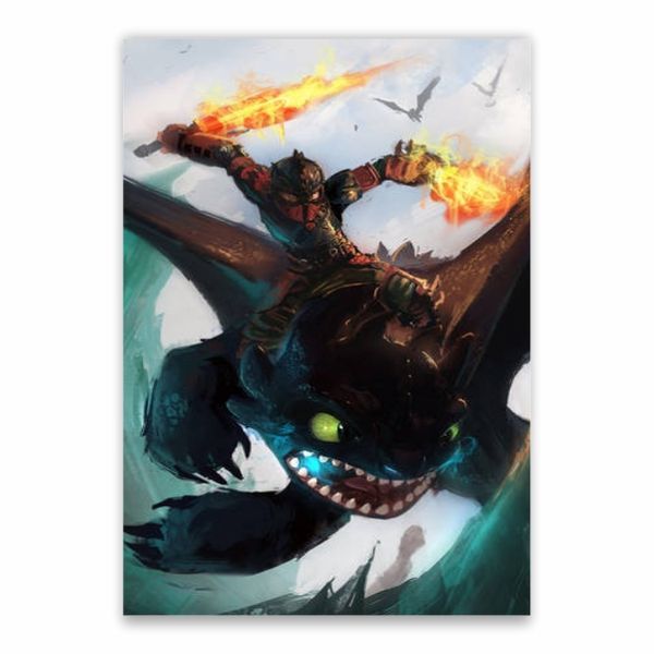 Toothless And Hiccup Battle Scene Poster - A1