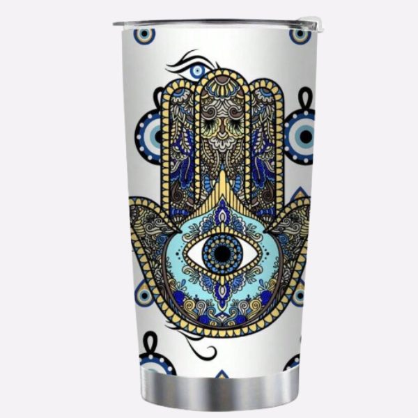 20oz Hamsa and Evil Eye Pattern Travel Tumbler
