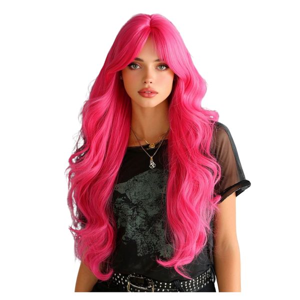 Hot Pink Cosplay Wig 70cm | Long Wavy | Heat-Resistant Synthetic