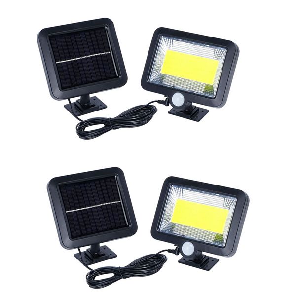 Set of 2 100 COB LED Bright Outdoor Waterproof Solar Sensor Wall Lamp