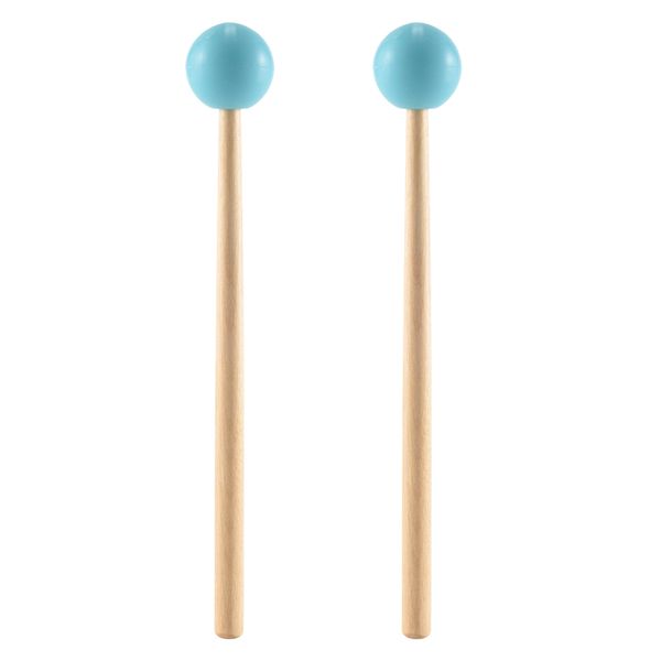 2 Pieces Soft Rubber Head Sticks Wood Handle Bell Mallets Black