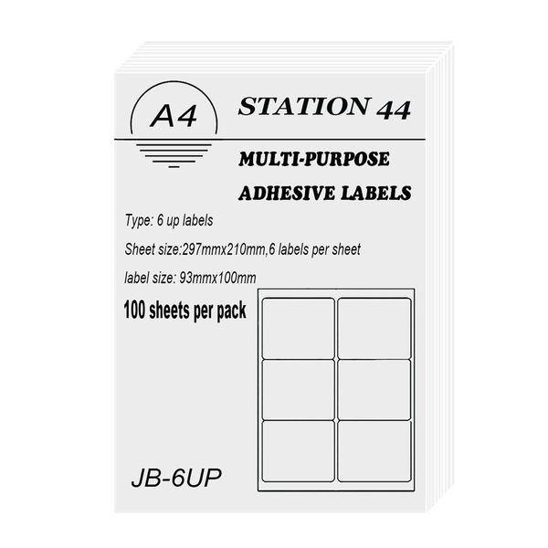 Pack of 2 - 6 UP 100 A4 Sheets Barcode Adhesive Label