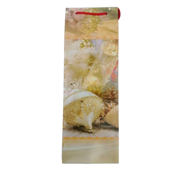 Gold Christmas Ornament Wine Gift Bags - Pack of 10