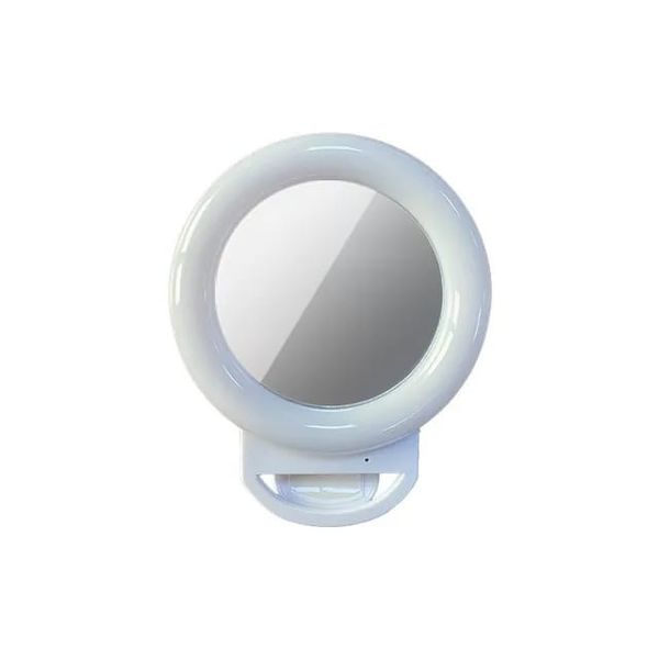 Rechargeable Portable LED Makeup Mirror With Ring Light Selfie Lamp