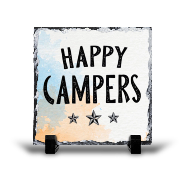 Happy Campers Adventure Camping Gift Rock Slate