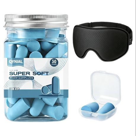 QYNIAL Blackout Sleep Mask with 60 Pcs Earplugs Sets 3D Breathable Soft Image