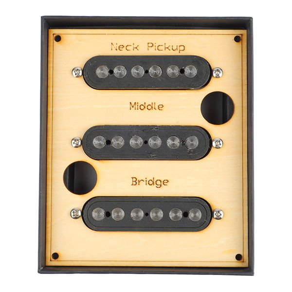Black Noiseless Guitar Pickup Set - 6 Sound Hole, Single Coil