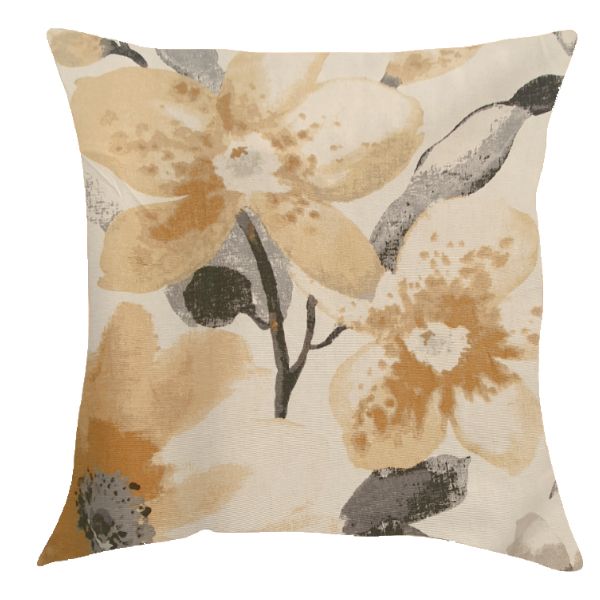 Pillow/Scatter Cushion Cover Off White/Yellow Watercolor Floral Pattern