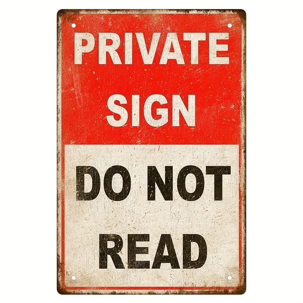 Metal Vintage Private Sign - Room Decor