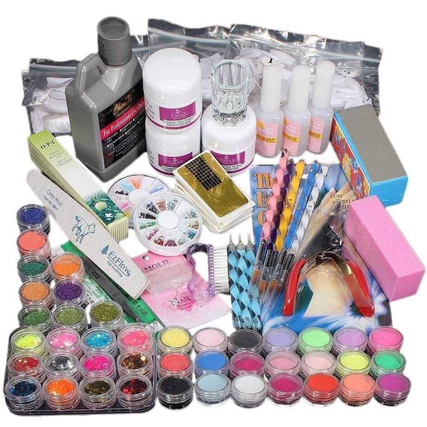 42 in 1 Nail Art Set Brush Glitter Clipper Primer File Nail Art Tools Kit