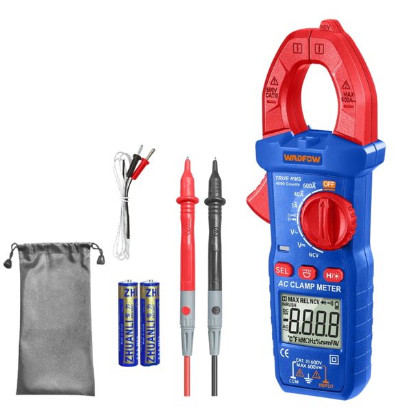 Wadfow - DC/AC Clamp Meter (600A) with Pouch - Battery Operated