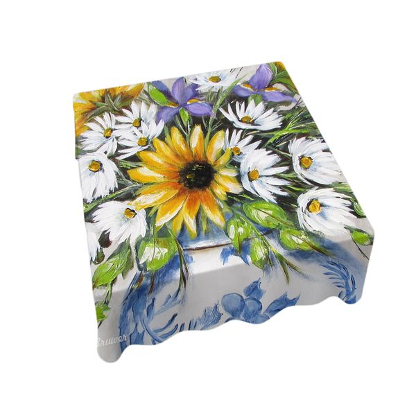 Sunflower and Daisies By Stella Bruwer Square Tablecloth