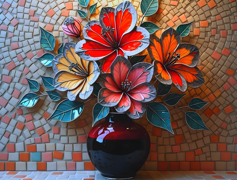 Modern Canvas Wall Art Home Decor - Glass Flowers