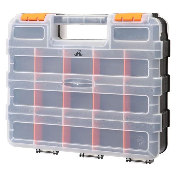 ALANES Double Sided Hardware Organizer Box with Removable Compartments