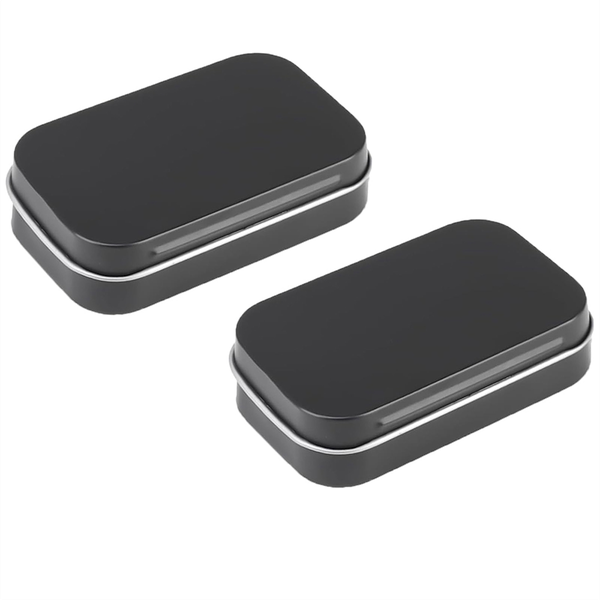 2 PCS Small Storage Box with Lid Rectangular Tin Boxes Black