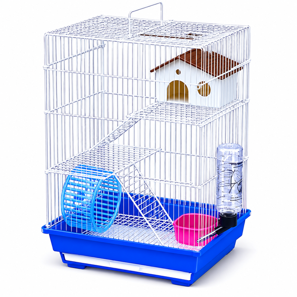 Large 3 Storey Hamster Cage with Accessories (34.5 x 28 x 53.5 cm)