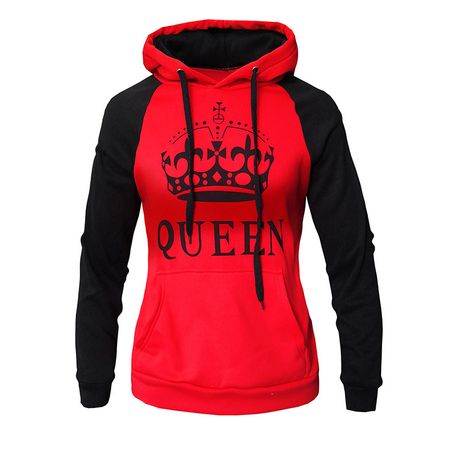 King and queen hoodies on sale red