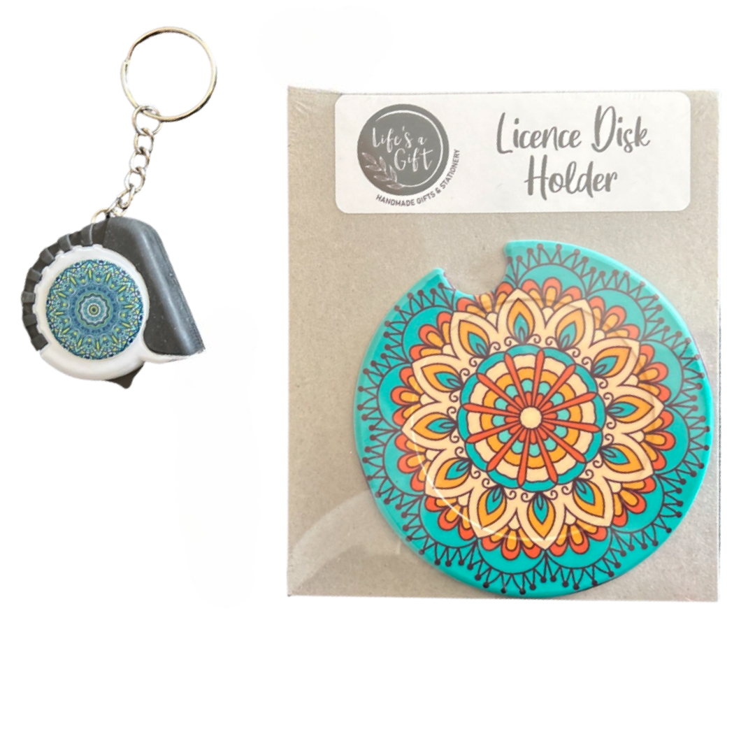 Flower Pattern Licence Disk Holder, Measuring Tape Key Ring Shop
