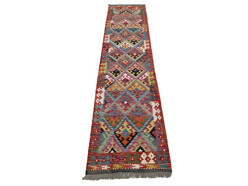 Carpetly - Incredible Handwoven Afghan Kilim Runner - 303 x 80 CM