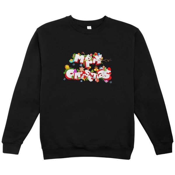 Merry Christmas Busy Kids Black Sweater