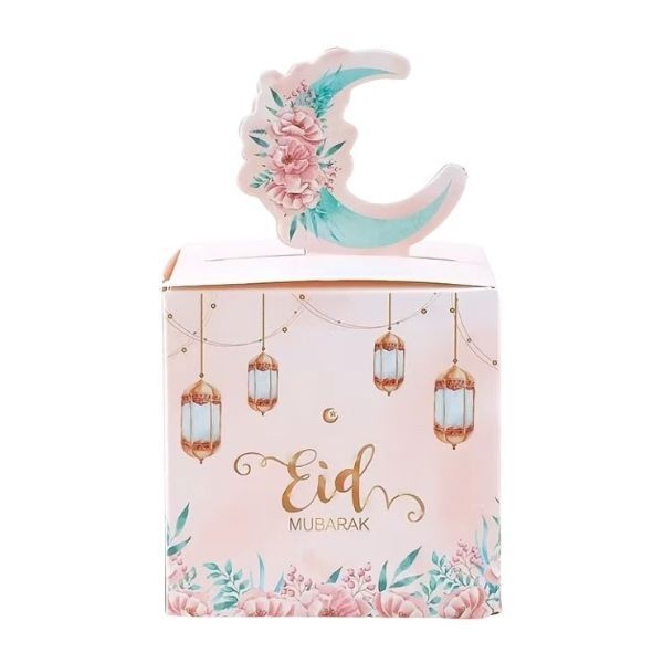 Elegant Pink &amp; Green Eid Mubarak Gift Boxes - Set of 10