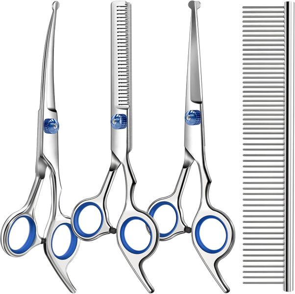 DUATKN Professional 4-in-1 Dog and Cat Grooming Scissors Set
