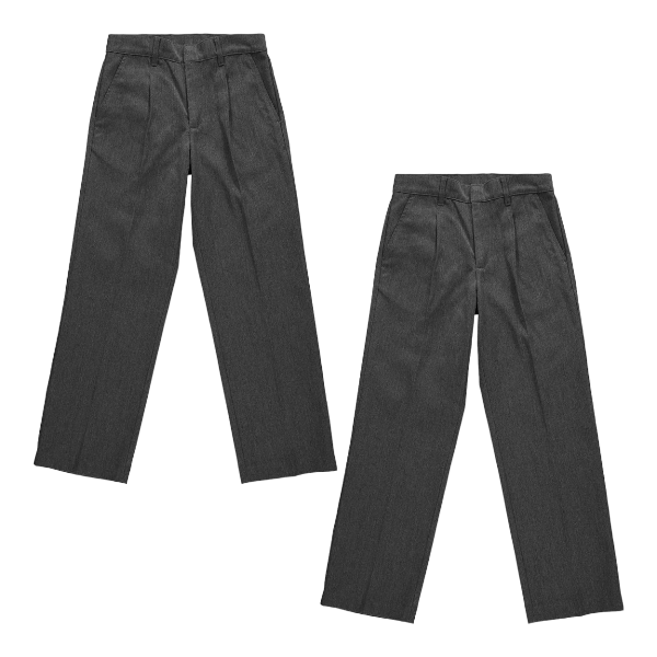 Boys School Trousers - Grey 2 pack
