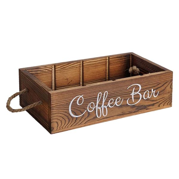 Wooden Coffee Station Organizer - Countertop Coffee Bar