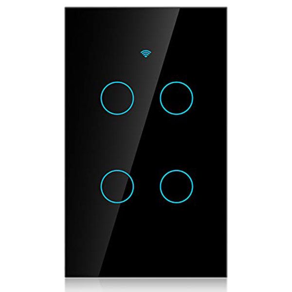 US Tuya Smart WiFi Touch Switch Four-open Multi-control - Black