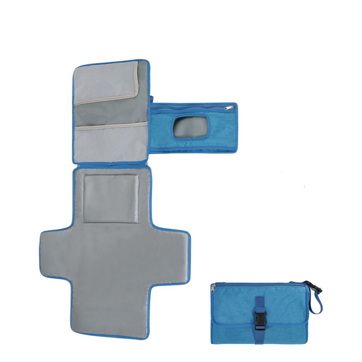 Portable Diaper Changing Mat with Compartments for Wipes Pocket
