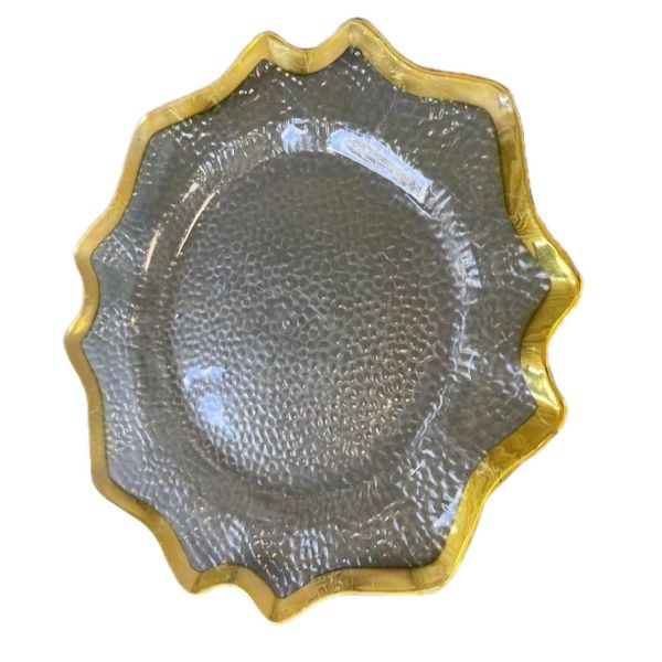 Elegant Gold Polygon Rimmed Wedding Charger Plates - 25-Piece - 13 inch