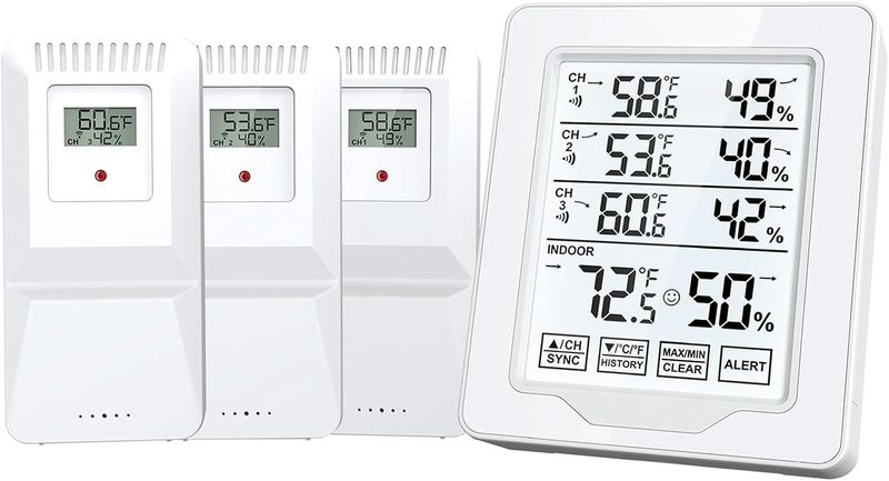 Digital Thermometer and Hygrometer Indoor Humidity, 3 Sensor Screen Display