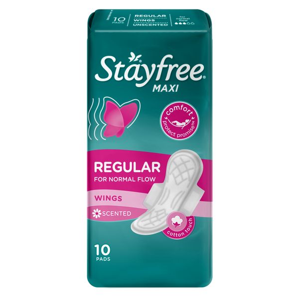 Stayfree Maxi Thick Regular Scented With Wings - Pack of 10