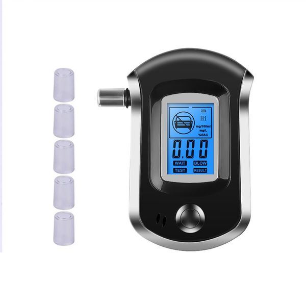 Digital Breath Alcohol Tester LCD Breathalyzer Analyzer with 5 Mouthpiece