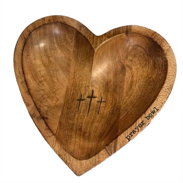 Heart Shaped Prayer Bowl - Religious Gifts Wooden Prayer Bowls